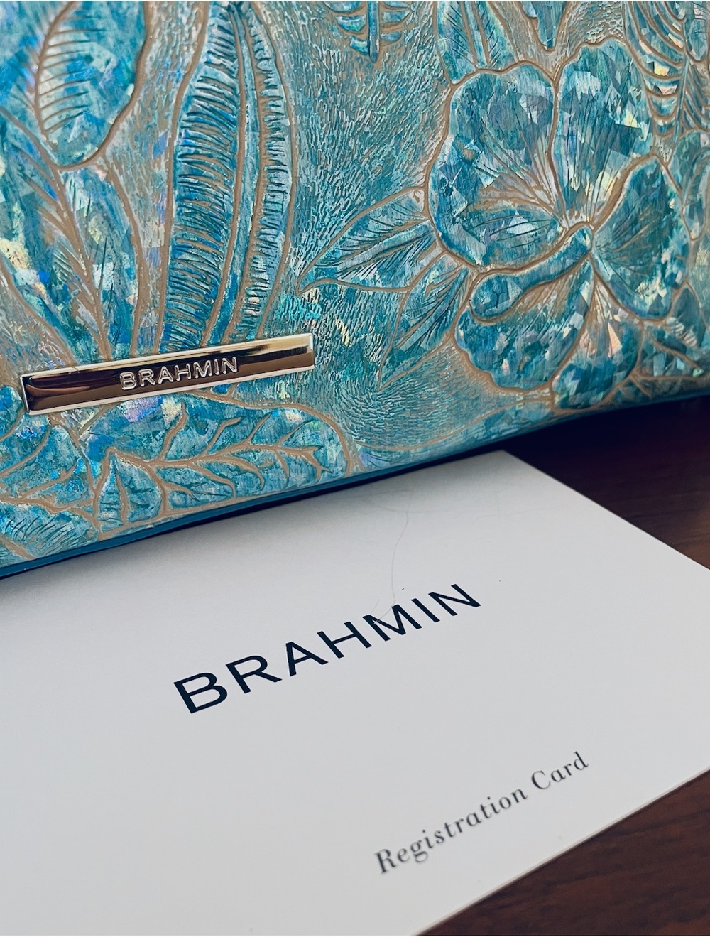 Brahmin Iridescent Blue Serenity Sonic Elaine Satchel - Picture 3 of 4